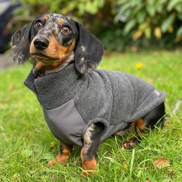 PRE ORDER Teckel fleece trui met waterproof buikpaneel - Doghouse