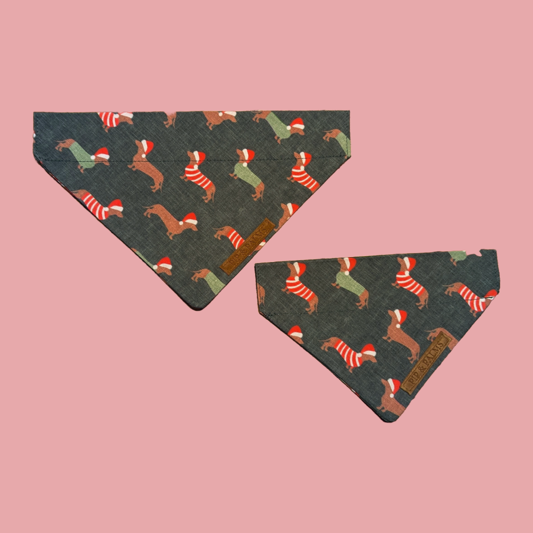 Bandana Teckel Groen Kerst - Pip & Palms